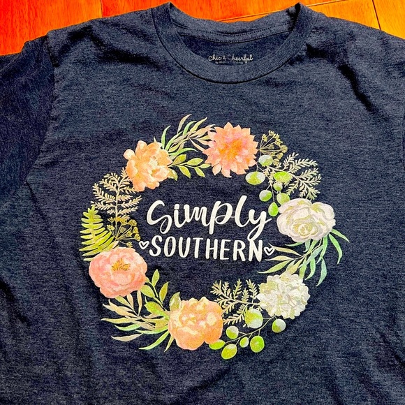 Dark Blue crop top with floral graphic - Picture 1 of 2